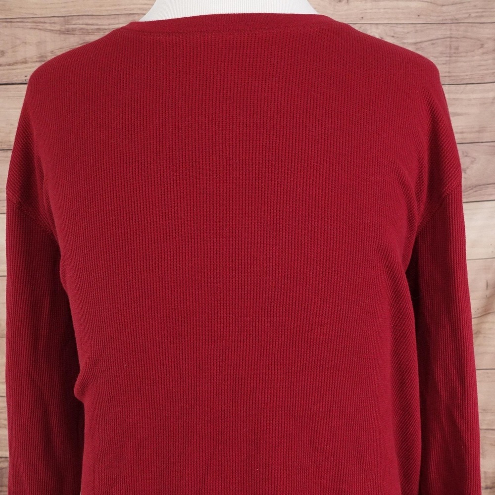 RedHead Shirt Mens XL Red Waffle Knit Thermal Long Sleeve Crewneck Casual Top